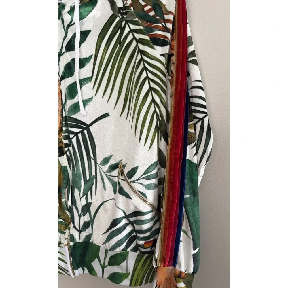 Aviator Nation Tiger Jungle Classic Full Zip Hoodie Velvet White Unisex Medium - Picture 8 of 14